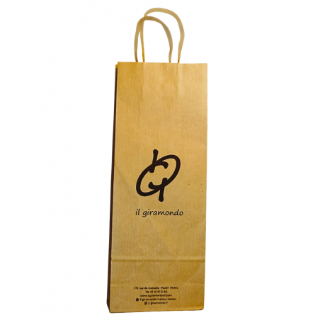 Sac pour bouteille anses cordon papier kraft pellicule